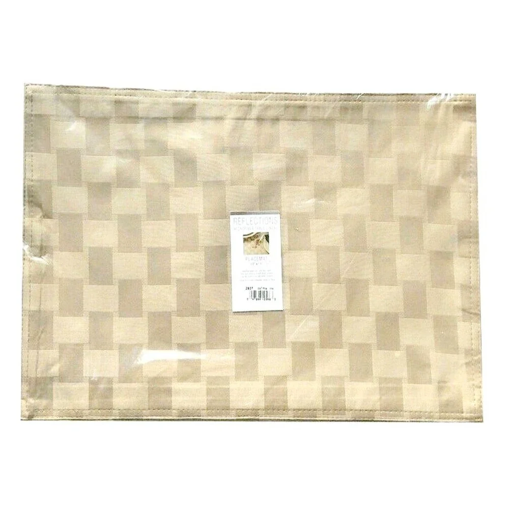 Reflections Fabric Placemats Microfiber Spill Proof Set of 4 Khaki 13x18